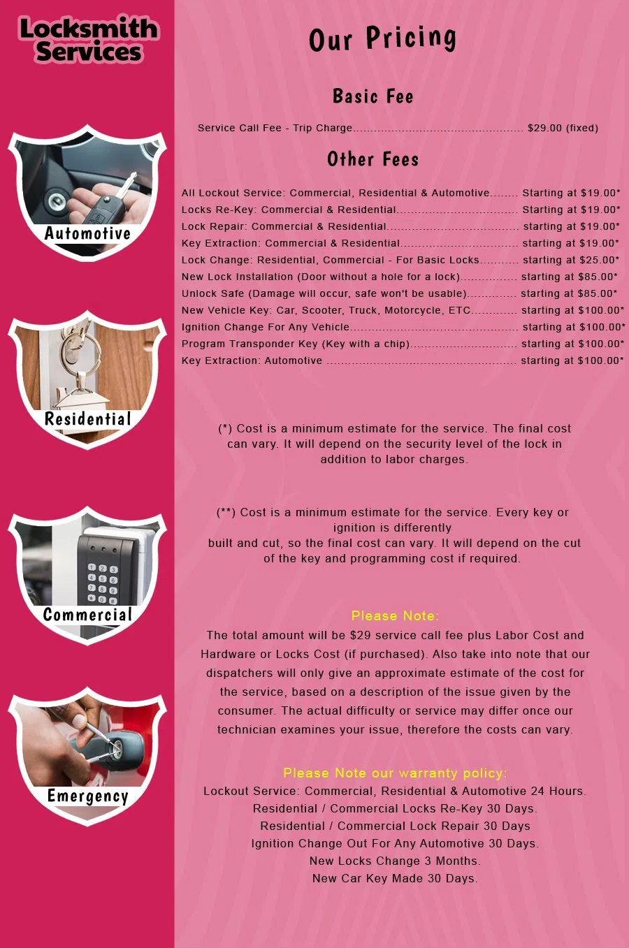 Far Hills NJ Locksmith Store Far Hills, NJ 908-274-0084 - price-list-c-18